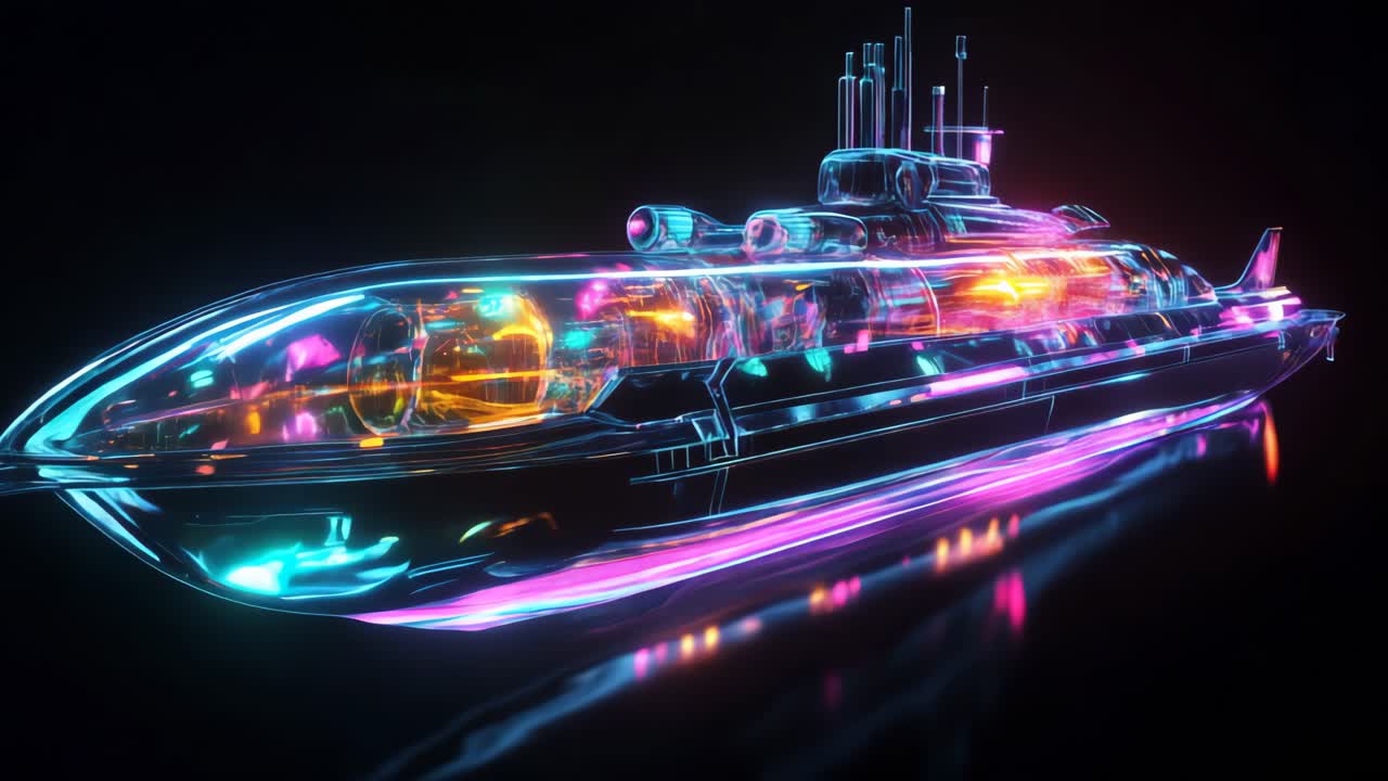 Futuristic Glowing Submarine