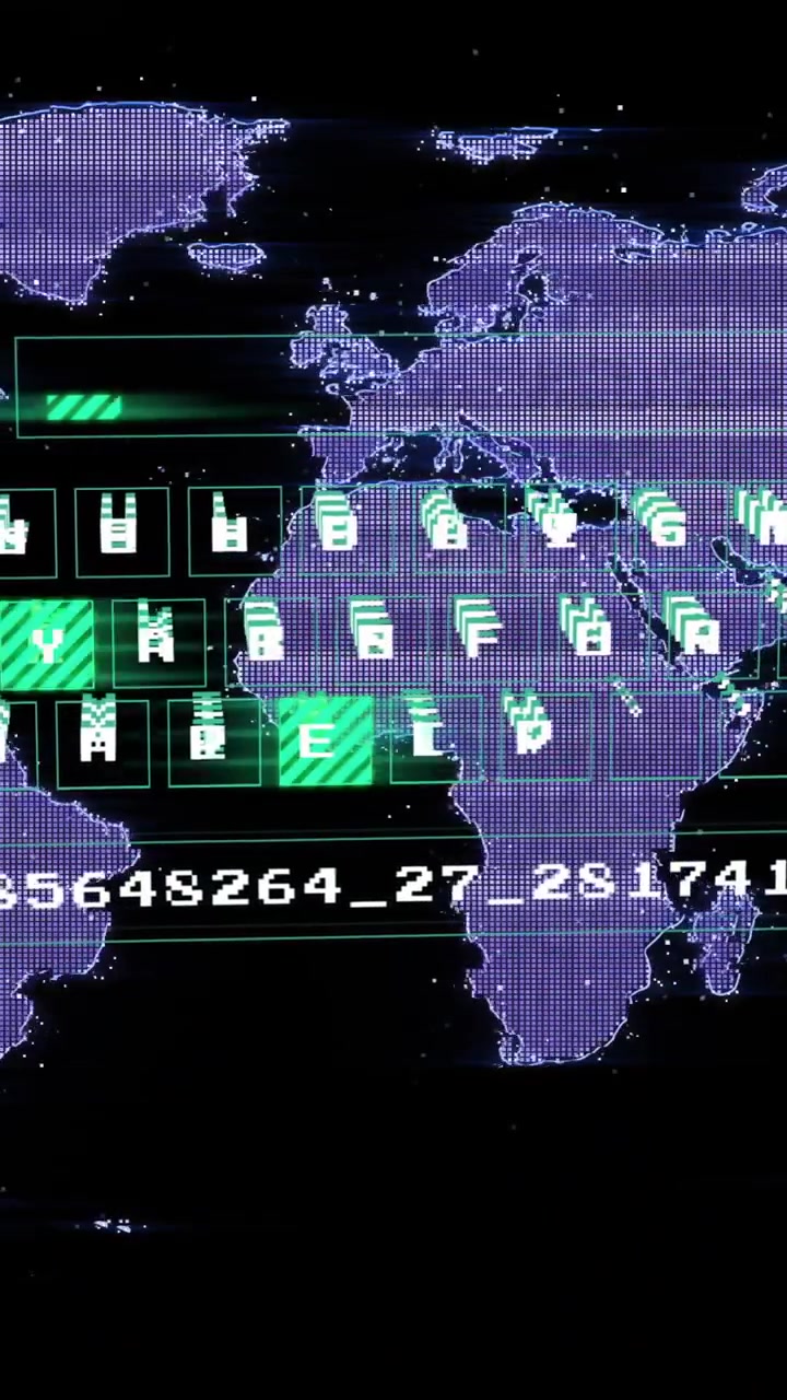 Animation of data processing over world map