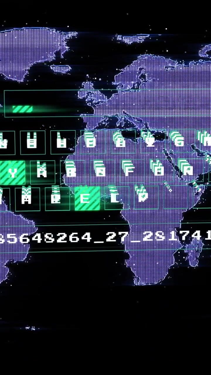 Animation of data processing over world map