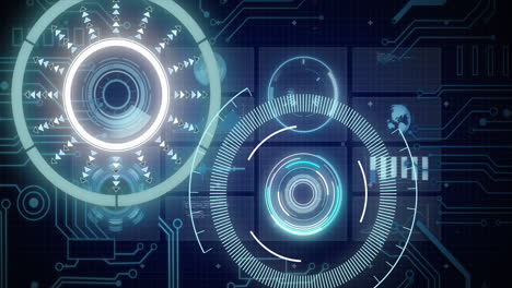 animación de escaneos y procesamiento de datos a través de una pantalla digital