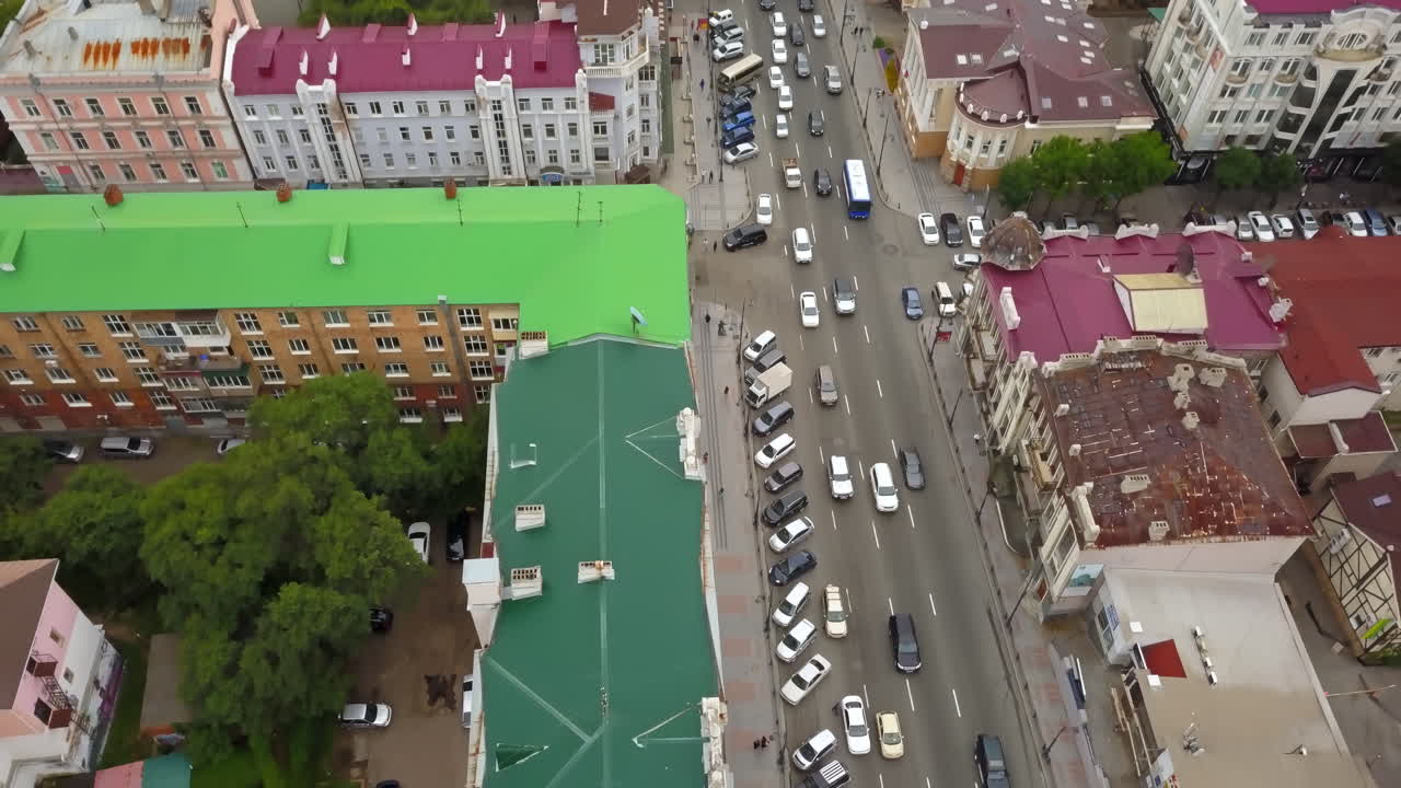 도시 거리의 공중 풍경