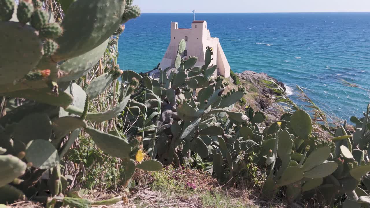 Windy Day Over Tower Truglia in Sperlonga with the Sea in the Background