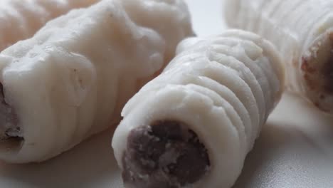 close up panning shot of traditional saint's bones (huesos de santo) for hallowmas celebration.