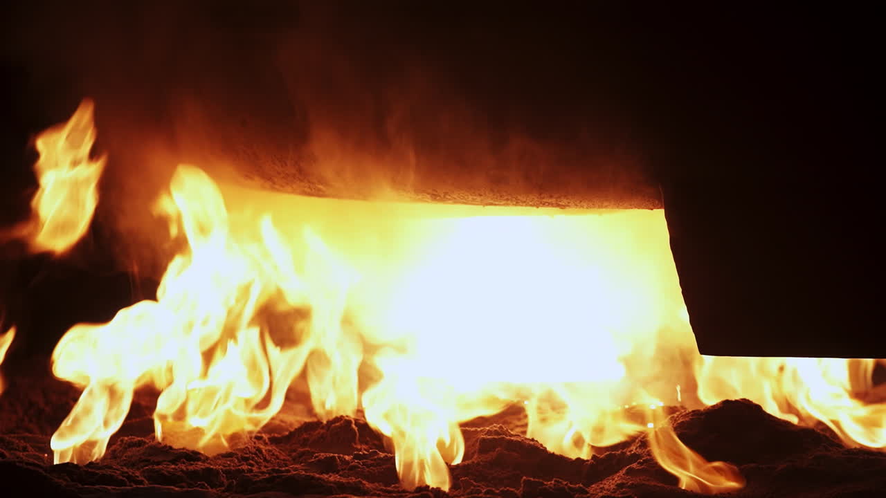 강렬한 불꽃을 가진 산업 오븐