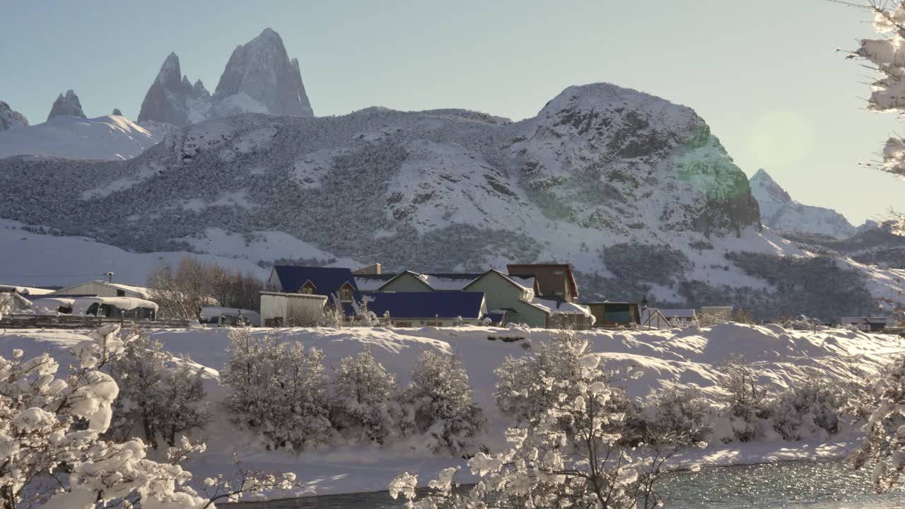 Snowy Mountain Village in Patagonia