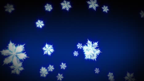 animación de nieve cayendo sobre un fondo azul oscuro