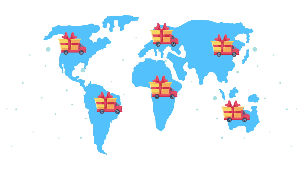 지구 행성 및 애니메이션에서 배달 서비스 트럭