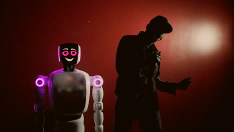 robot and person dancing