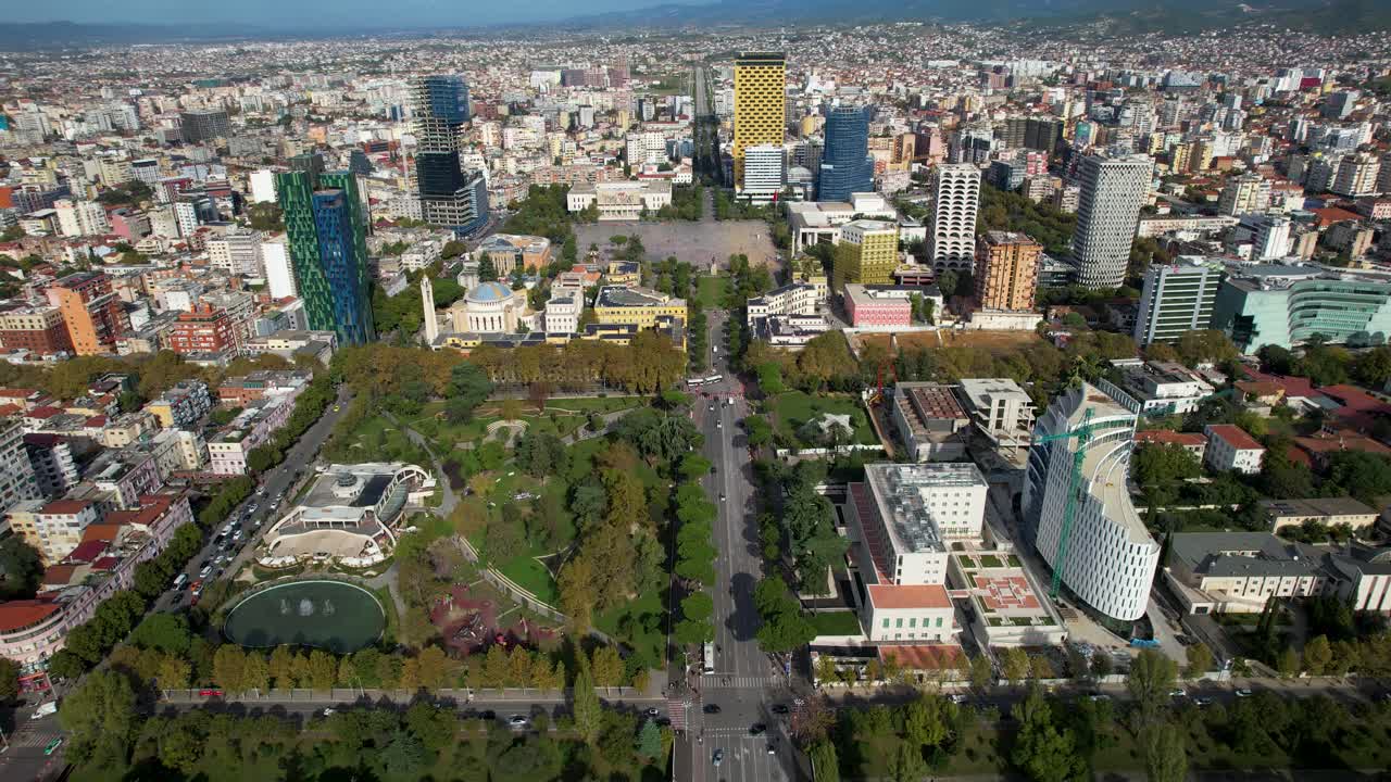 Central Park Unveil a Tapestry of Colors of Autumn Serenity in Tirana: Main Boulevard and Nature's Beauty in the City Center