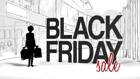 Woman-with-shopping-bags-dancing-beside-Black-Friday-sale-sign