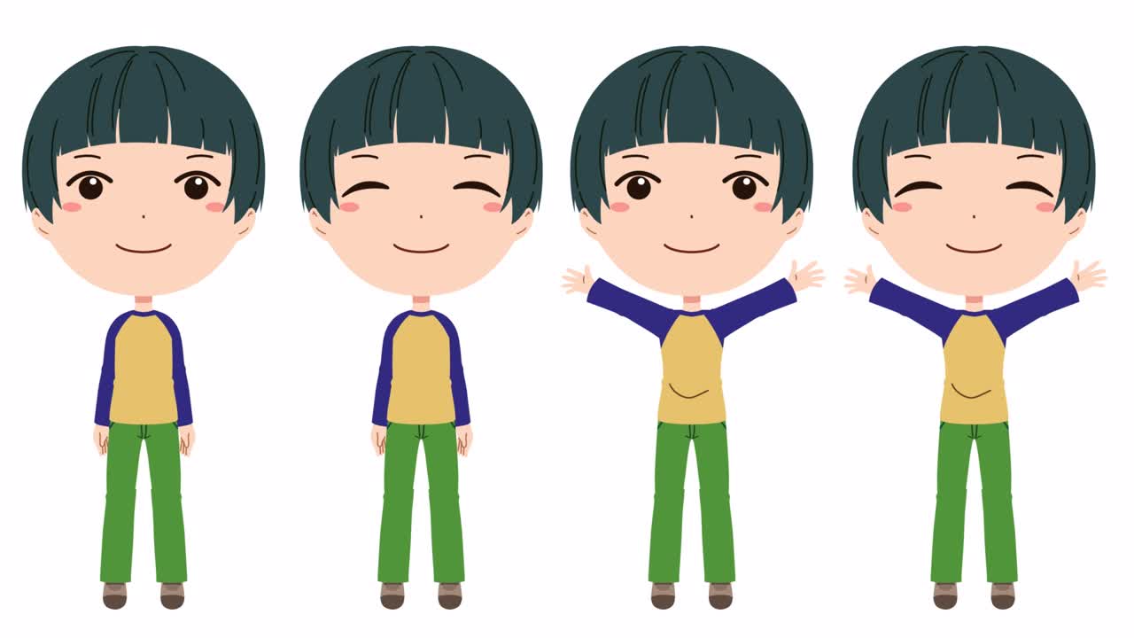 웃는 소년의 애니메이션 립 싱크