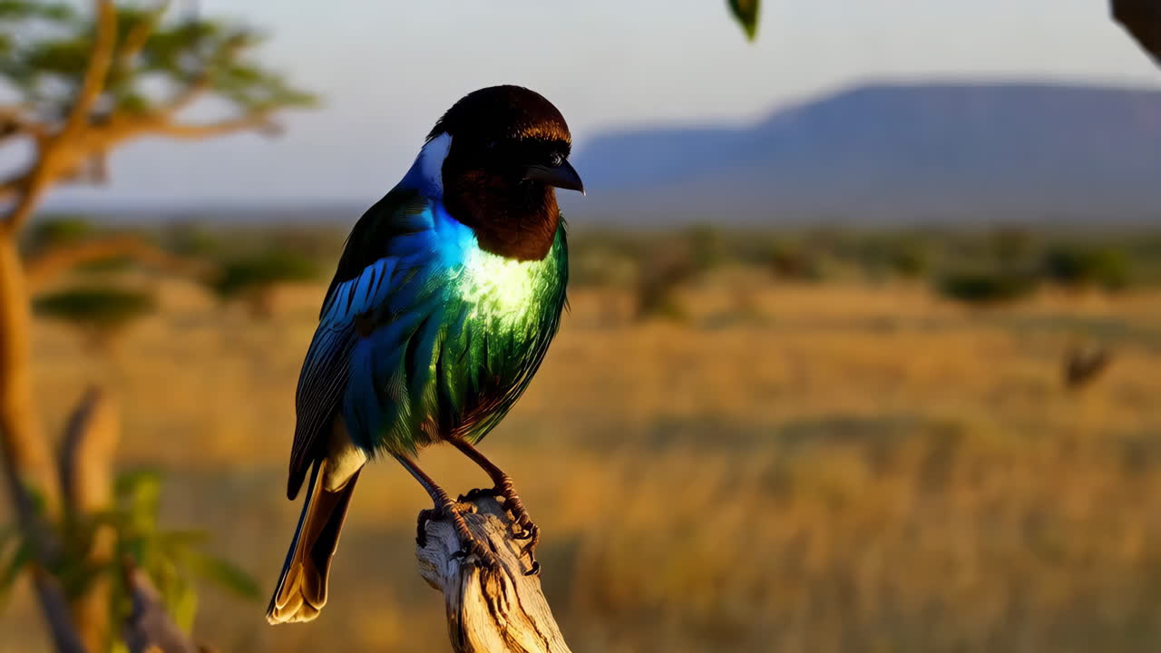 Colorful Bird in African Savanna