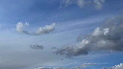 diverse types of clouds in the blue sky. cloudscape transformation in the atmosphere