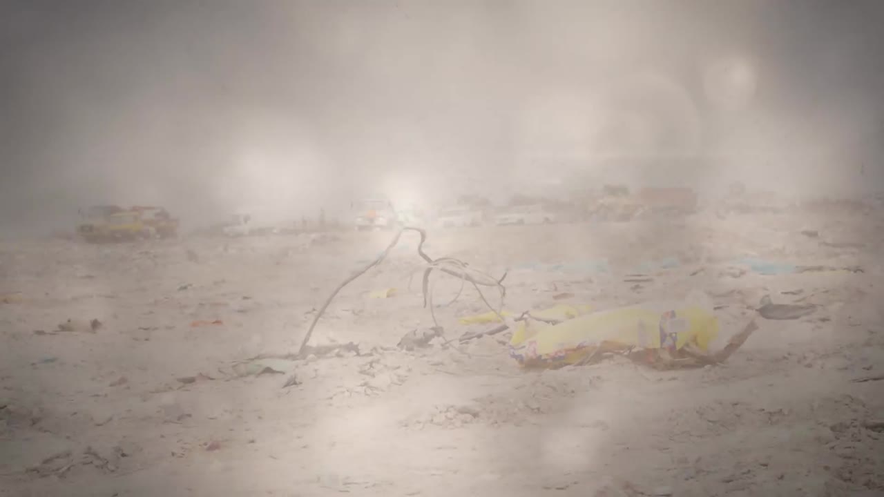 폐기물 처분장에서 차량 위에 반 ⁇ 이는 반점의 애니메이션