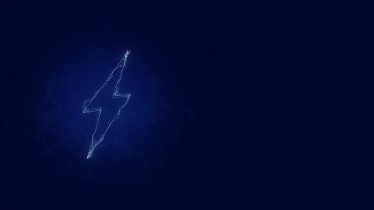 Lightning bolt icon with plexus art effect. Connected lines with dots. Lines plexus