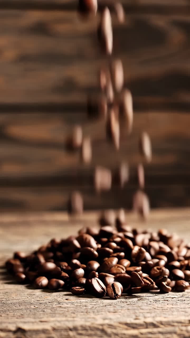 granos de café en una mesa de madera