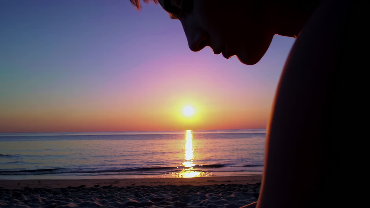 Sunrise on the Beach with Silhouette