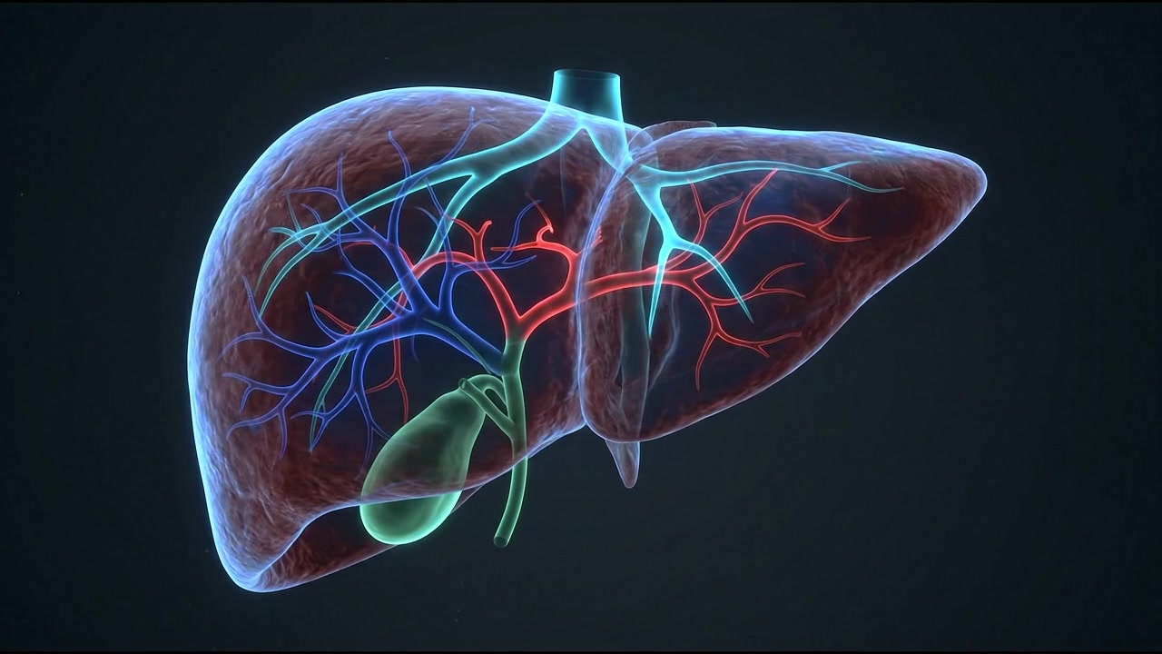 Realistic 3D human liver anatomical model with blood vessels