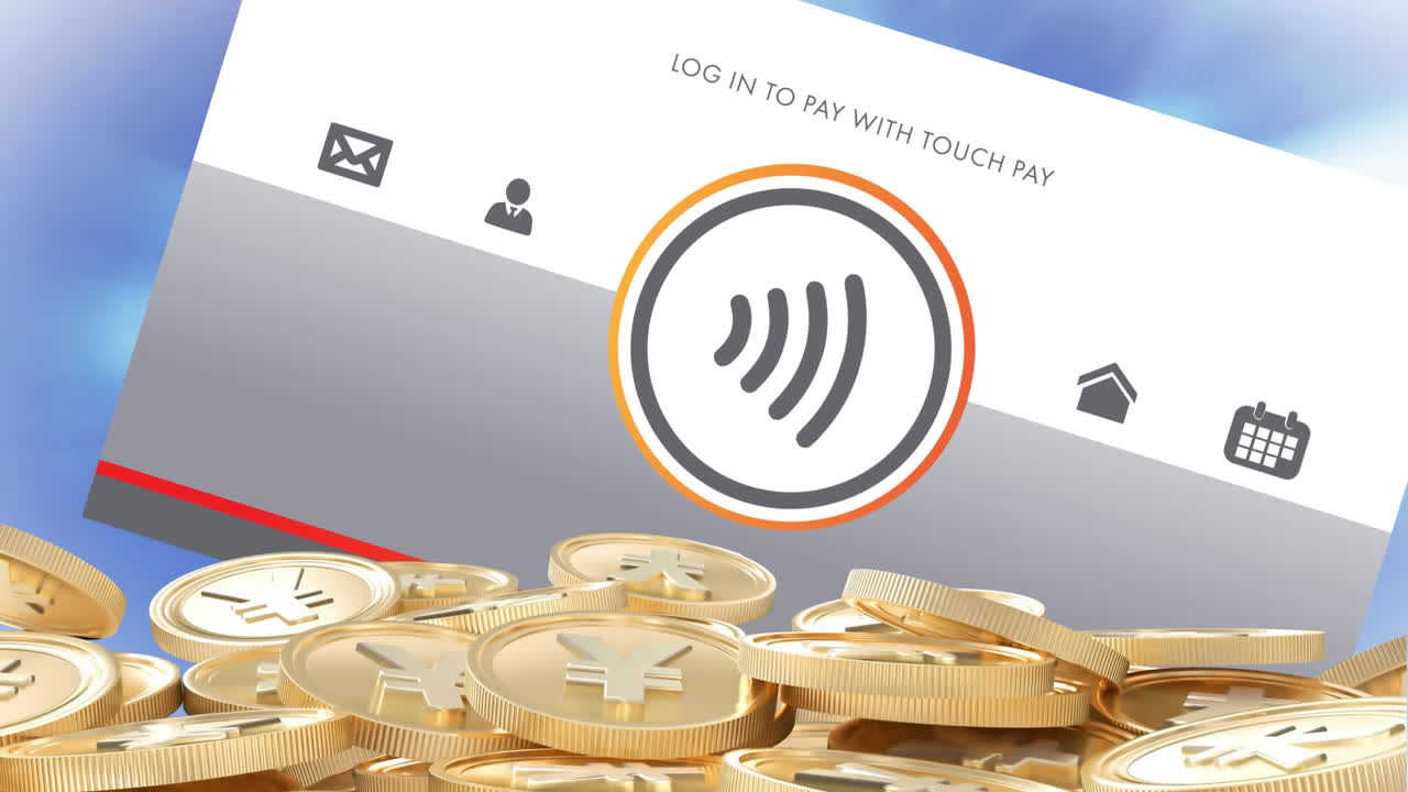 디지털 아이콘이 있는 디지털 클라우드,  ⁇ 락 및 오버 오버 와이파이 카드의 애니메이션