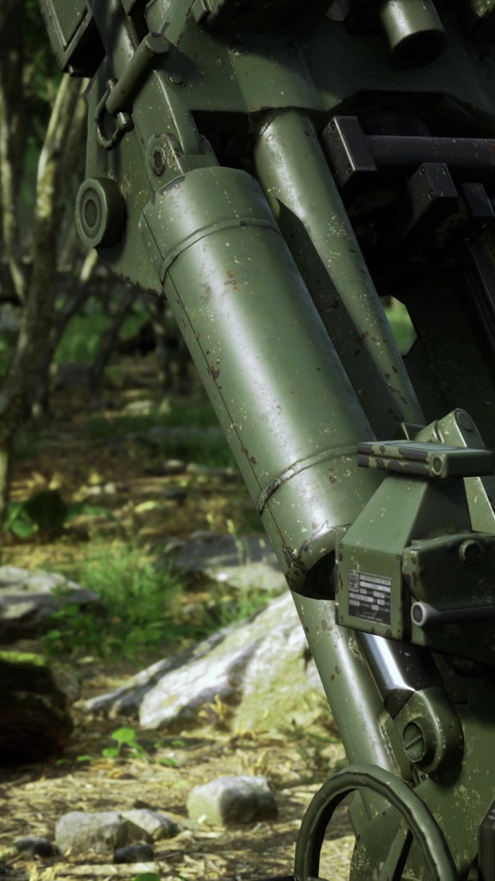 Equipaggiamento militare in un contesto forestale di giorno