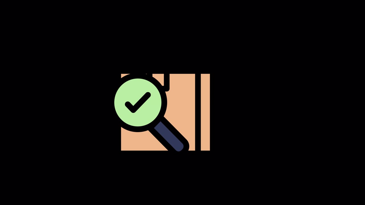Animated Icon of Package Inspection with Magnifying Glass and Checkmark