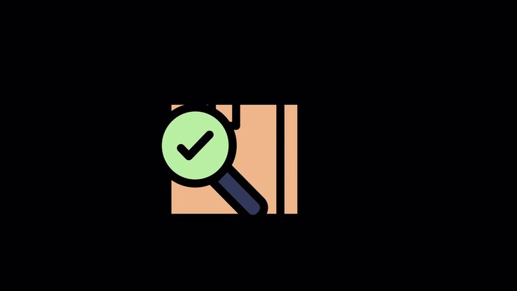 Animated Icon of Package Inspection with Magnifying Glass and Checkmark