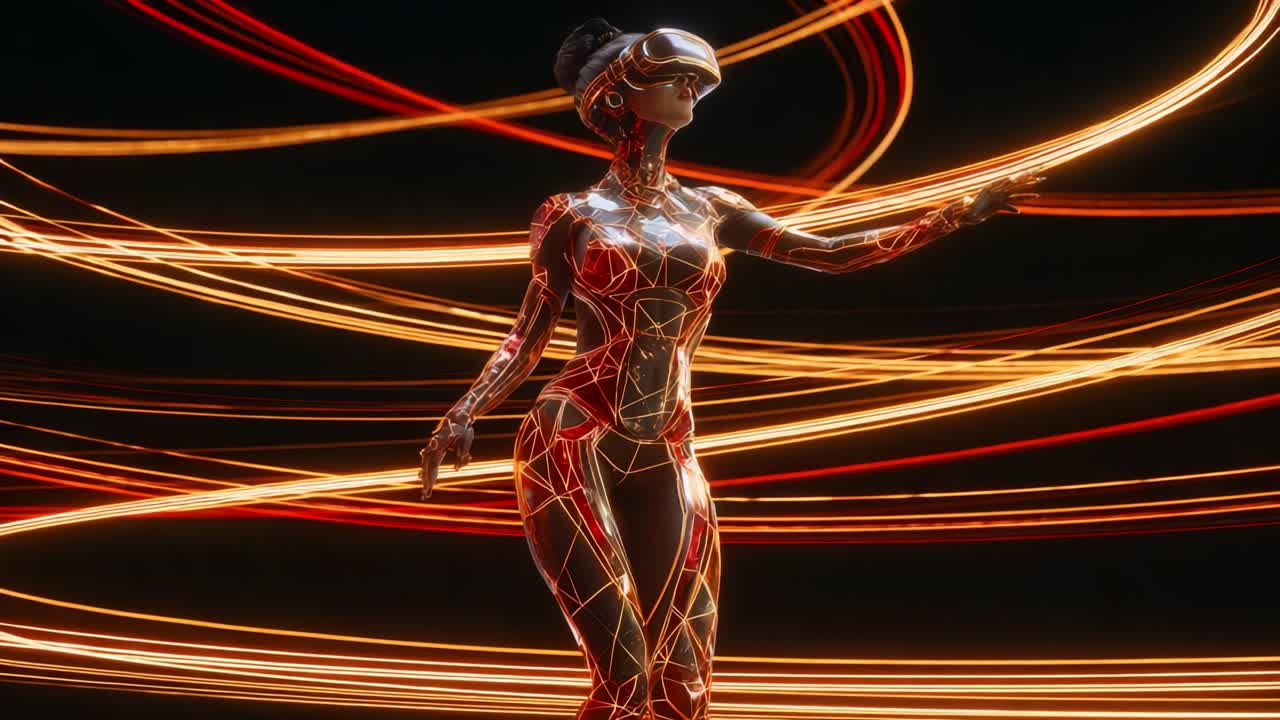 Futuristic Woman in VR with Motion Blur