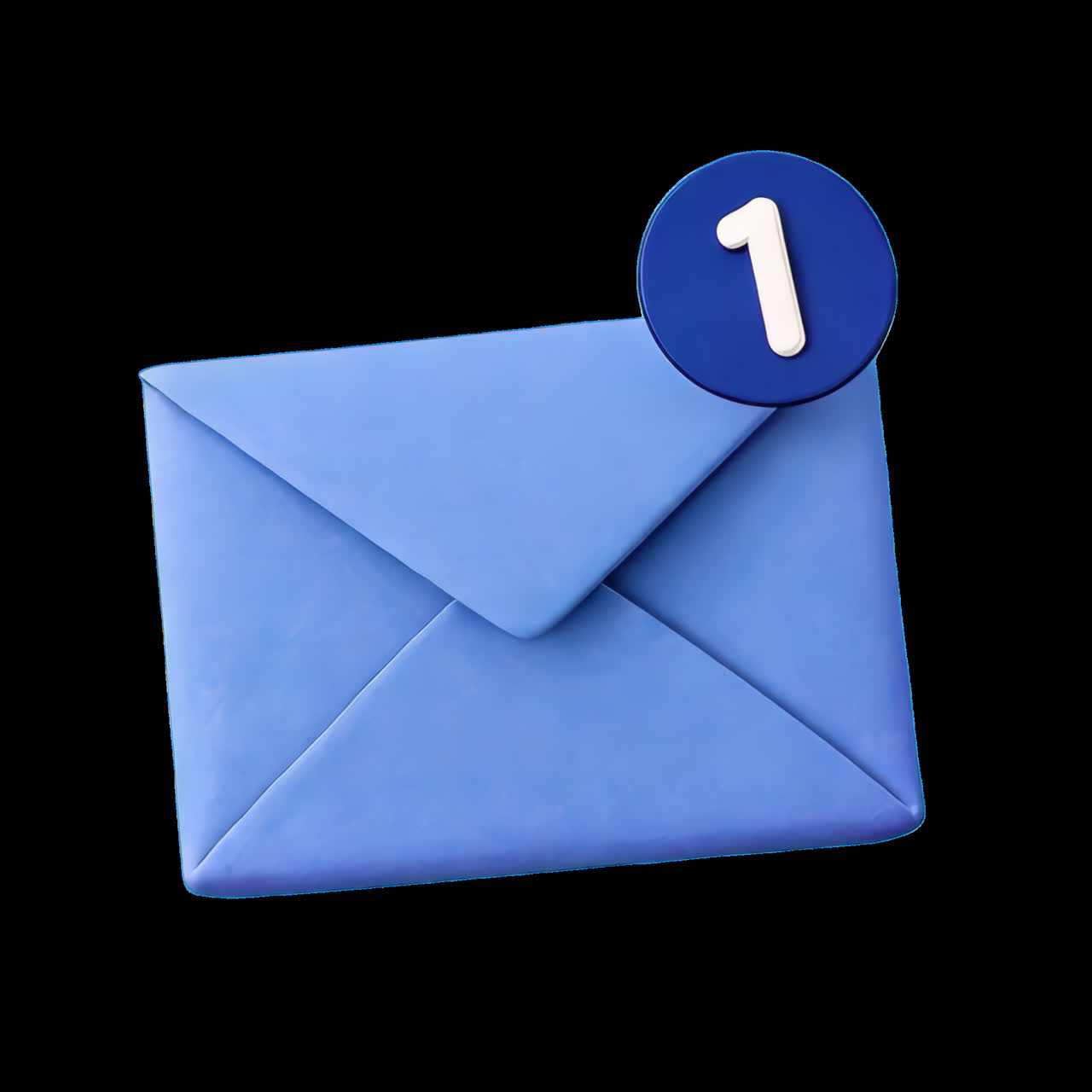 Blue envelope notification icon animation isolated asset, transparent 4K video, alpha channel