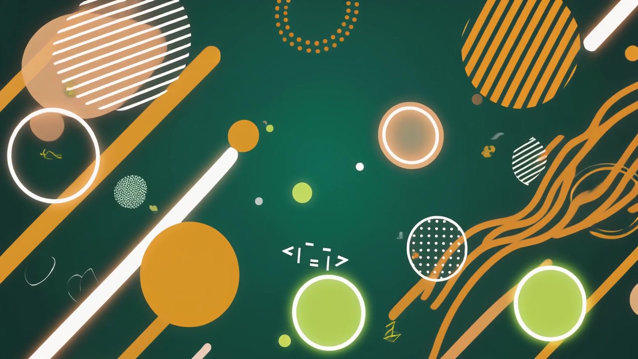 Abstract Motion Graphics with Geometric Shapes and Lines on Green Background