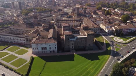 castello san giorgio, castle in mantova mantua, establishing, circle pan, day