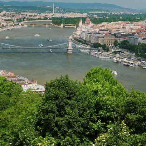 tilt shot of panorama of the city of budapest hungary