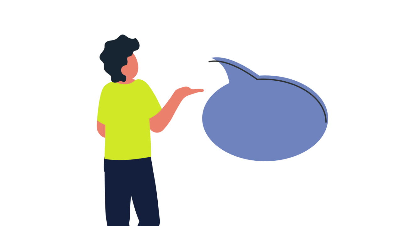 man with speech bubble animation