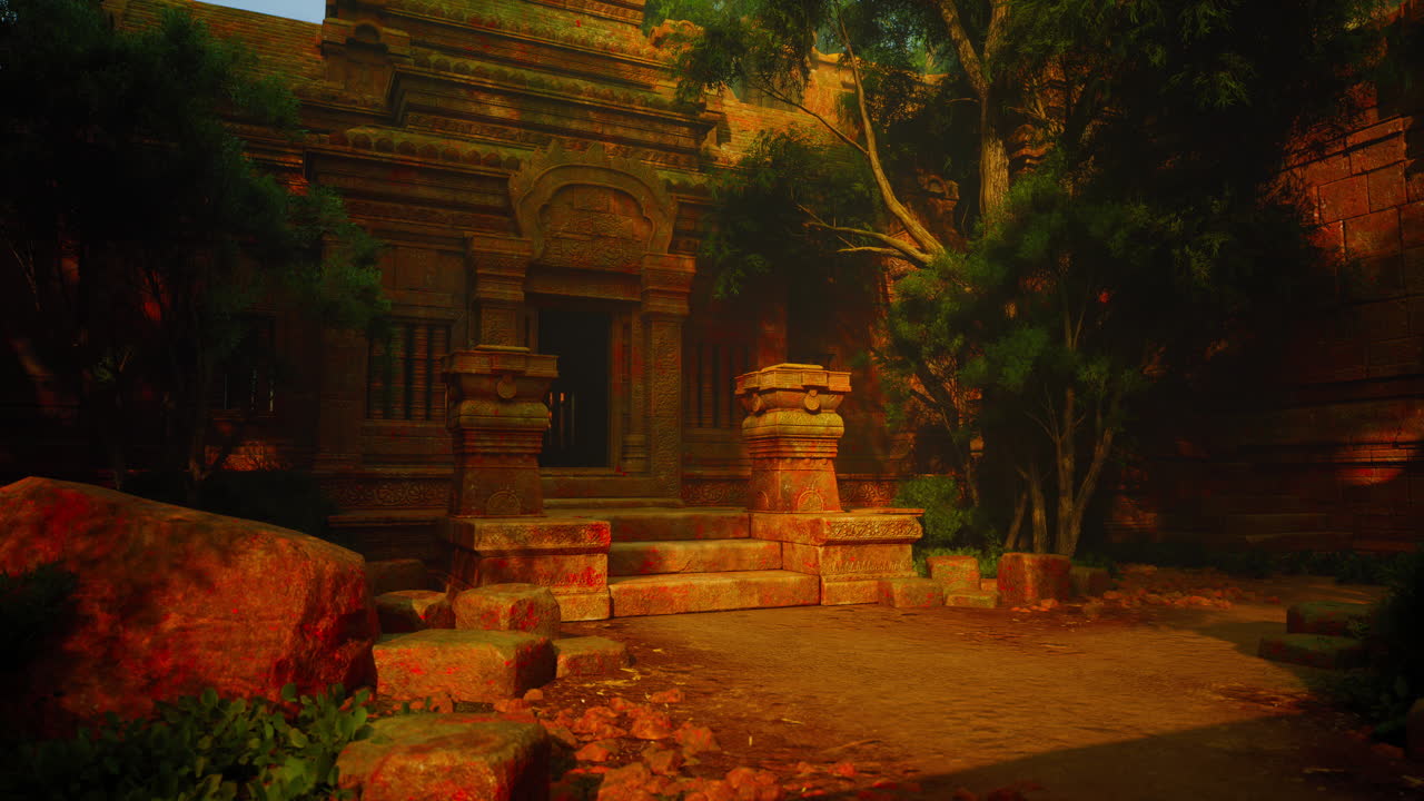 escalones de piedra que conducen al antiguo templo camboyano