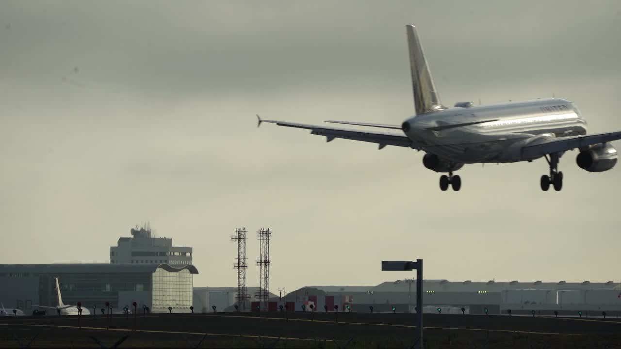Airplane Landing on Runway after flight