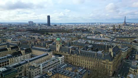 smooth panning aerial movement about the sorbonne and its environment, paris, france