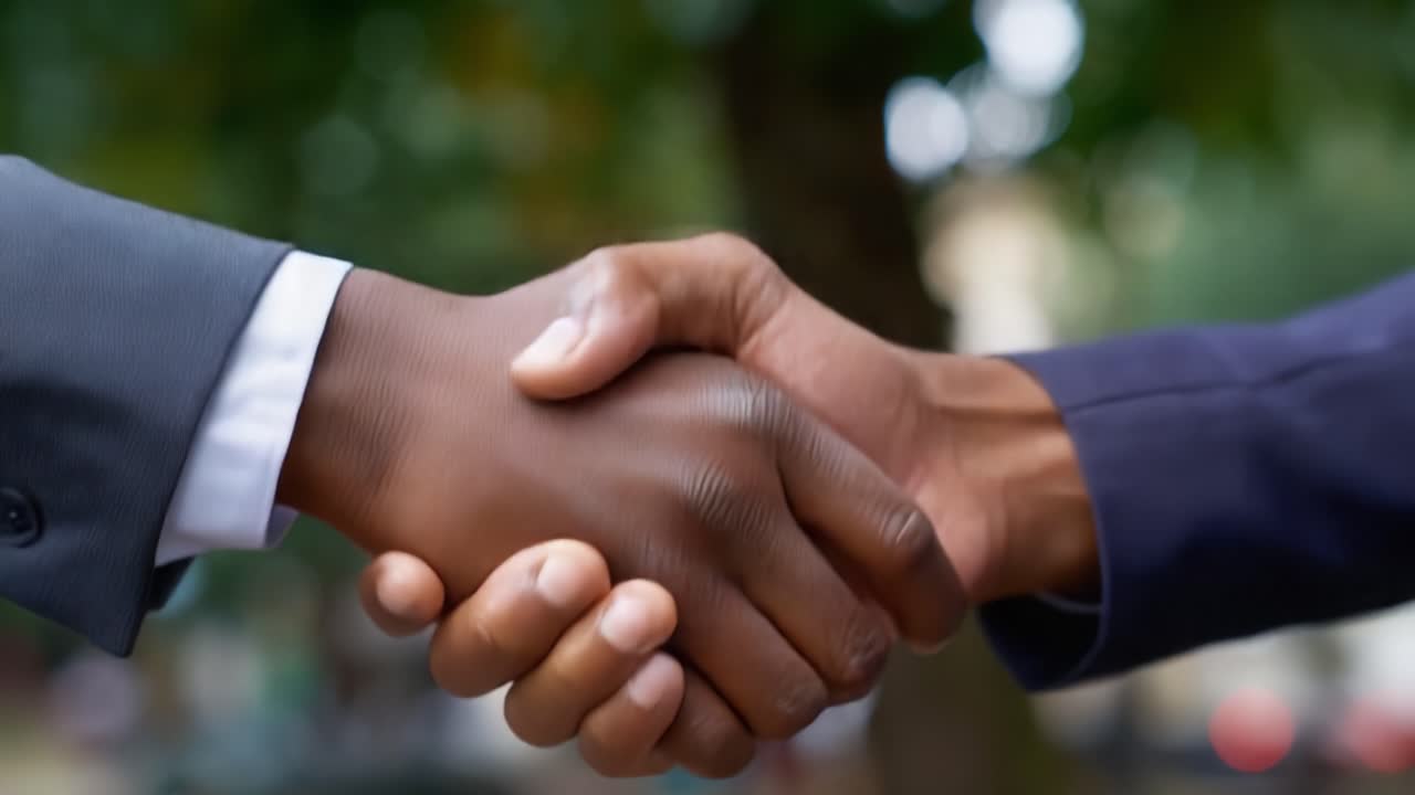 A Symbolic Handshake Representing Agreement and Partnership Between Individuals in a Professional Context, Signifying Trust and Cooperation in Business Relations