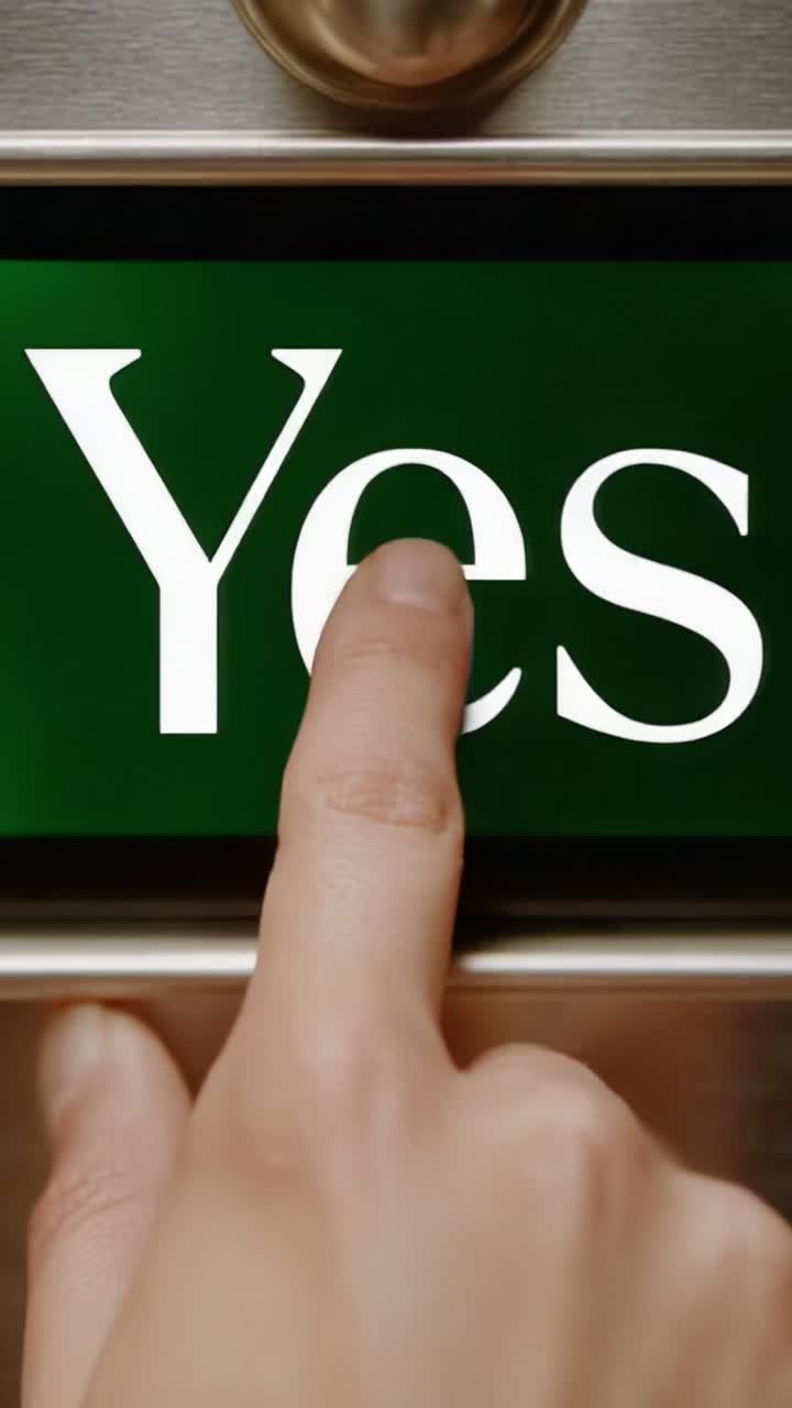 A Close-Up Visual Representation of a Finger Pressing the 'Yes' Button, Signifying Confirmation or Affirmative Action on a Touchscreen Interface