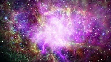 seamless loop space exploration crab nebula/pulsar supernova galaxy animation. traveling through star fields and galaxies. elements of this image furnished by nasa. 4k 3d rendering looping animation.