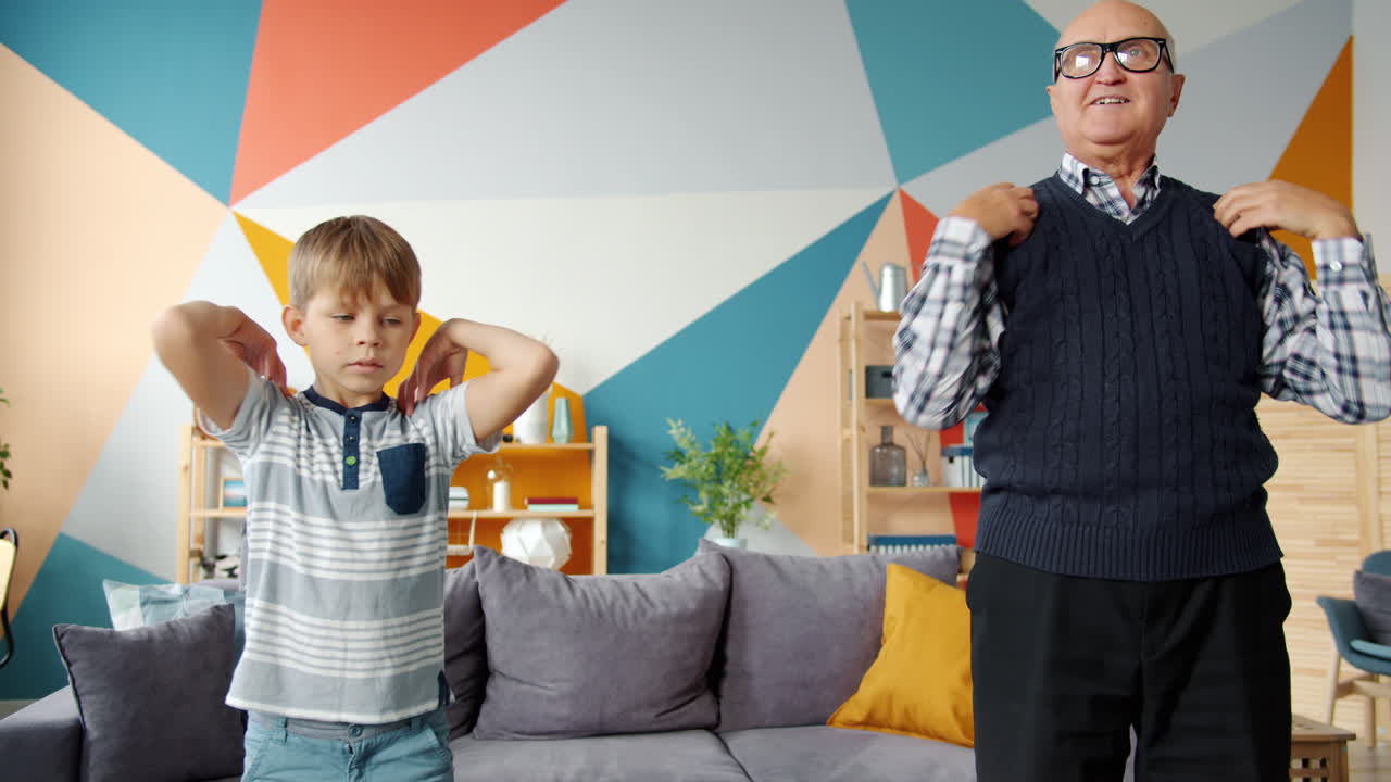 Grandfather and Grandson Dressing Together