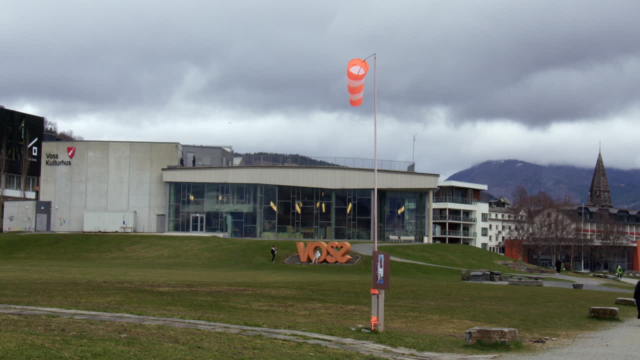 extra wide shot Wind sock moving in the wind