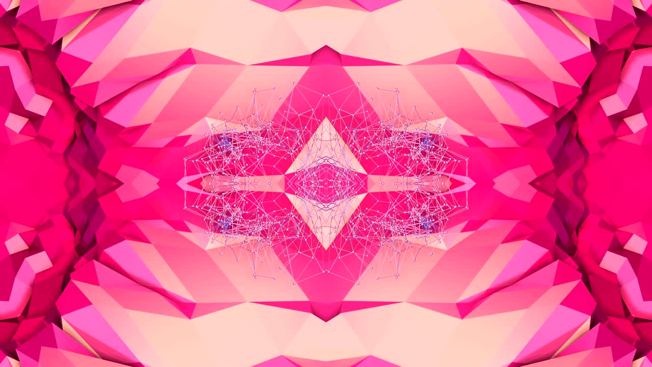 fondo 3d abstracto simple en color gradiente púrpura rojo, estilo poli bajo como fondo geométrico moderno o entorno matemático con efecto caleidoscópico. 4k uhd o bucle sin costuras fullhd. 9