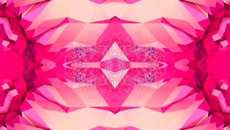 fondo 3d abstracto simple en color gradiente púrpura rojo, estilo poli bajo como fondo geométrico moderno o entorno matemático con efecto caleidoscópico. 4k uhd o bucle sin costuras fullhd. 9