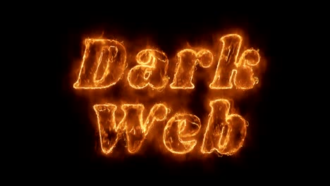 dark web word hot animated burning realistic fire flame loop.