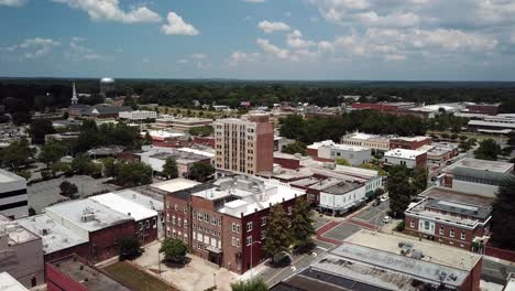 Aerial-Wide-Shot-pushing-into-Burlington-North-Carolina-Skyline