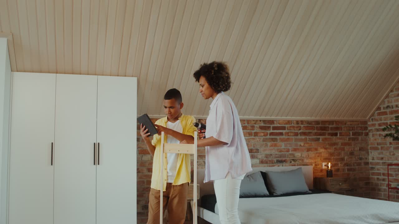Family Assembling Furniture Together