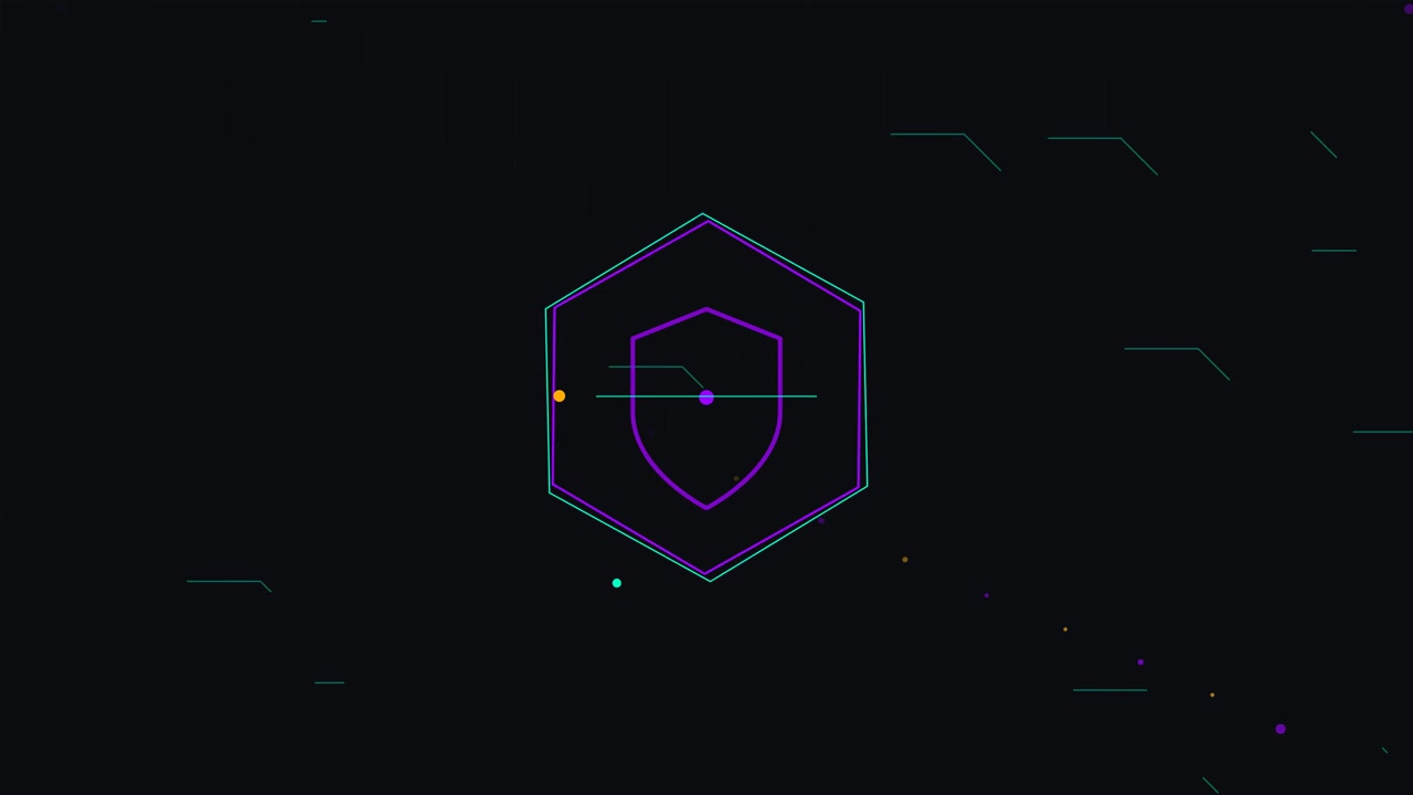 Abstract Digital Shield Icon Animation with Geometric Lines