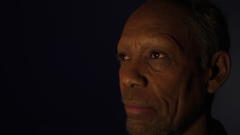 close-up sad black male eyes