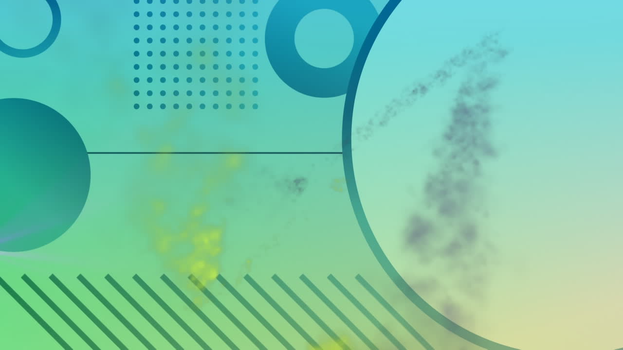 Animation of purple light flares moving over blue graphic elements on pale blue