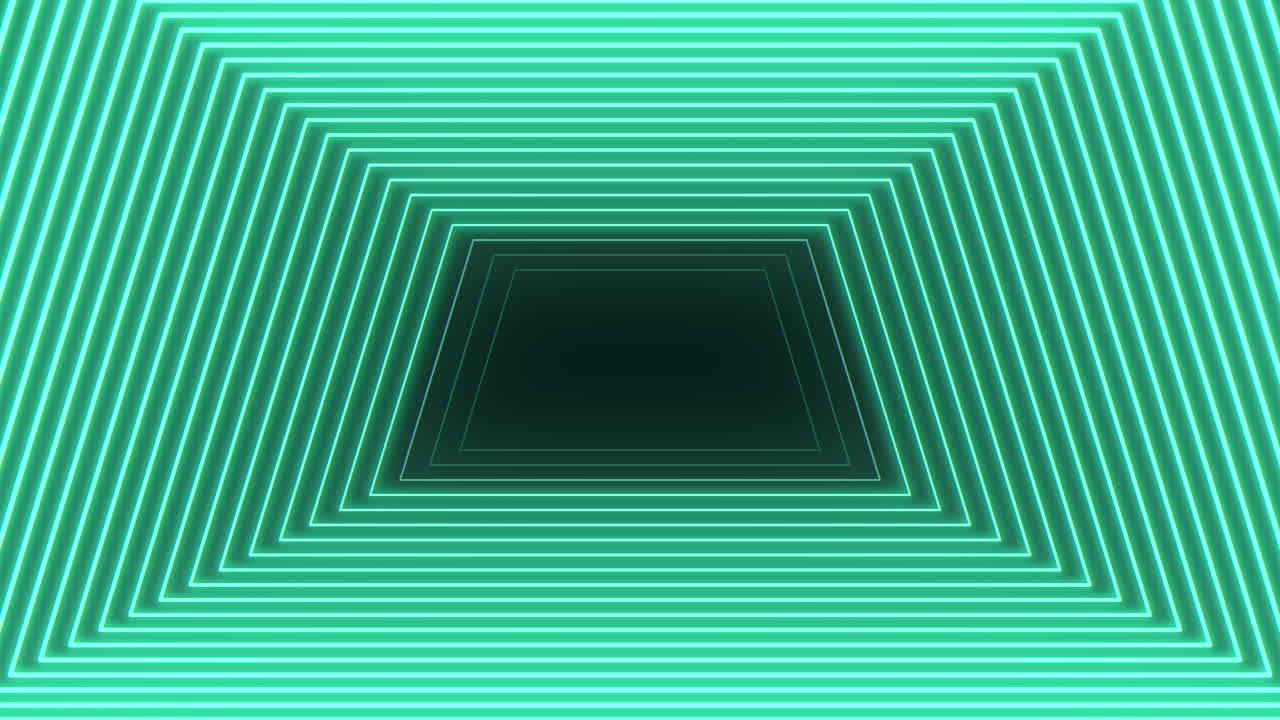 cubo 3d transparente flotante vibrante con líneas coloridas