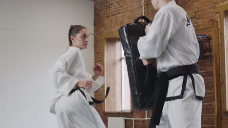 young woman doing martial arts